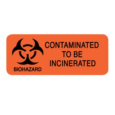 Nevs Label, Biohazard Contaminated To Be Incinerated 1" x 2-1/4" LW-0085